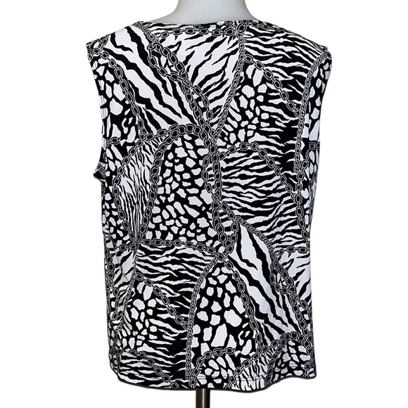 LAURA ASHLEY Animal Print/Chains Dressy Tank Top~L - Picture 4 of 5